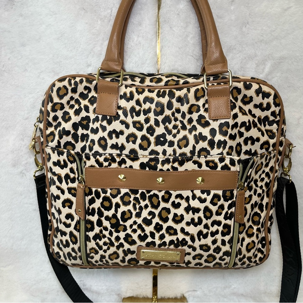 Betsey Johnson Leopard Print Satchel with Tan Accents